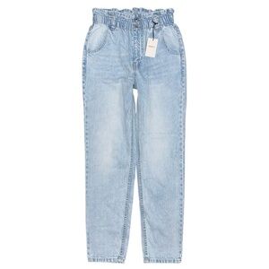 Forever 21 Paperbag Waist Light Wash High Rise Straight Tapered Jeans XS NWT